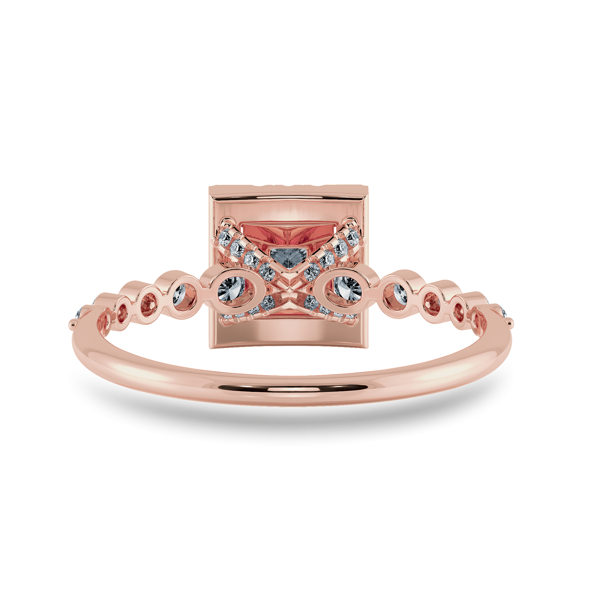 Jewelove™ Rings Women's Band only / VS I 0.30cts. Princess Cut Solitaire Halo Diamond Accents 18K Rose Gold Ring JL AU 2003R