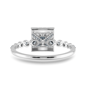 Jewelove™ Rings I VS / Women's Band only 0.30cts Princess Cut Solitaire Halo Diamond Accents Platinum Ring JL PT 2003