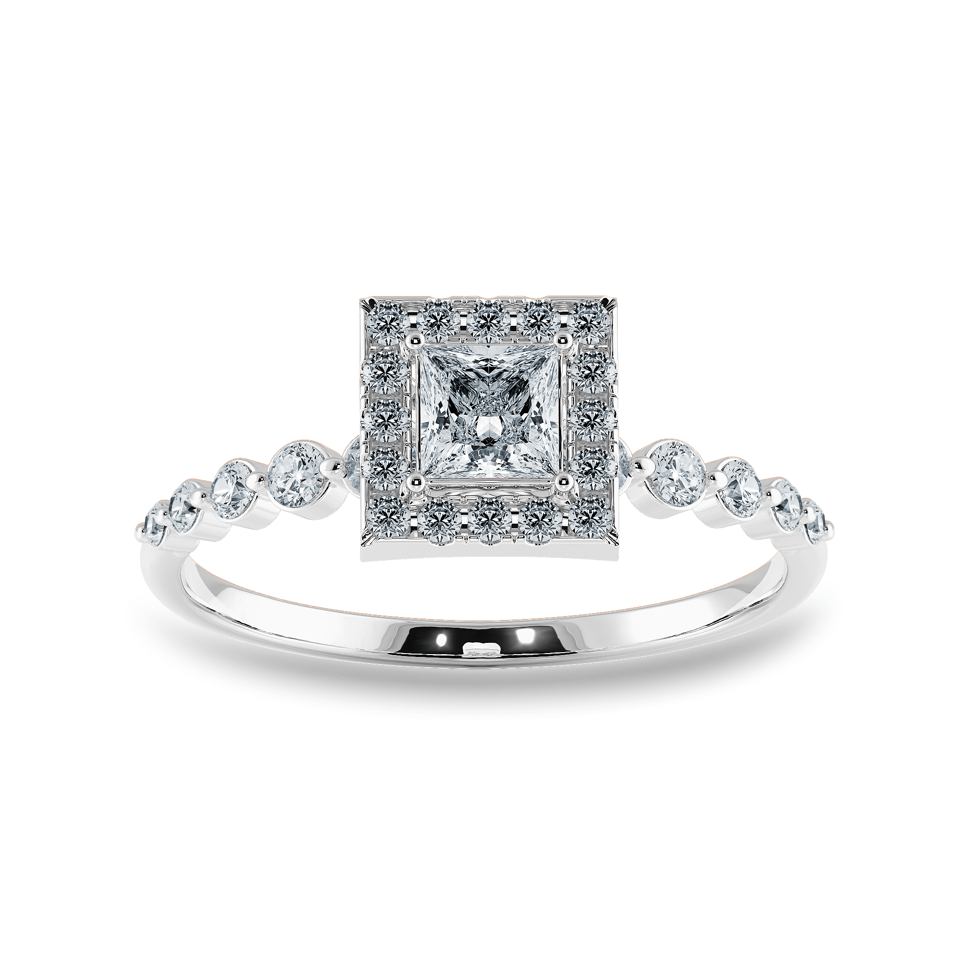 Jewelove™ Rings I VS / Women's Band only 0.30cts Princess Cut Solitaire Halo Diamond Accents Platinum Ring JL PT 2003