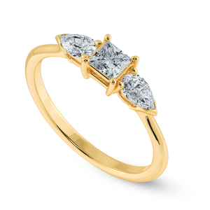 Jewelove™ Rings Women's Band only / VS I 0.30cts. Princess Cut Solitaire with Pear Cut Diamond Accents 18K Yellow Gold Ring JL AU 2021Y