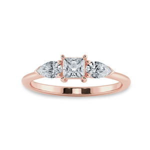 Jewelove™ Rings Women's Band only / VS I 0.30cts. Princess Cut Solitaire with Pear Cut Diamond Diamond 18K Rose Gold Ring JL AU 2021R