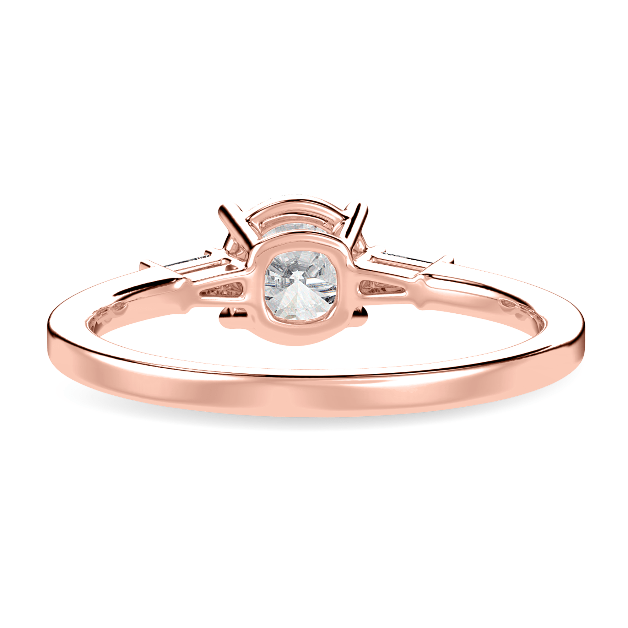 Jewelove™ Rings Women's Band only / VS J 0.30cts. Solitaire Baguette Diamond Accents 18K Rose Gold Ring JL AU 1209R