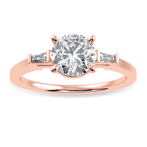 Jewelove™ Rings Women's Band only / VS J 0.30cts. Solitaire Baguette Diamond Accents 18K Rose Gold Ring JL AU 1209R