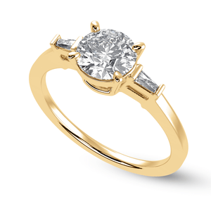 Jewelove™ Rings Women's Band only / VS J 0.30cts. Solitaire Baguette Diamond Accents 18K Yellow Gold Ring JL AU 1209Y