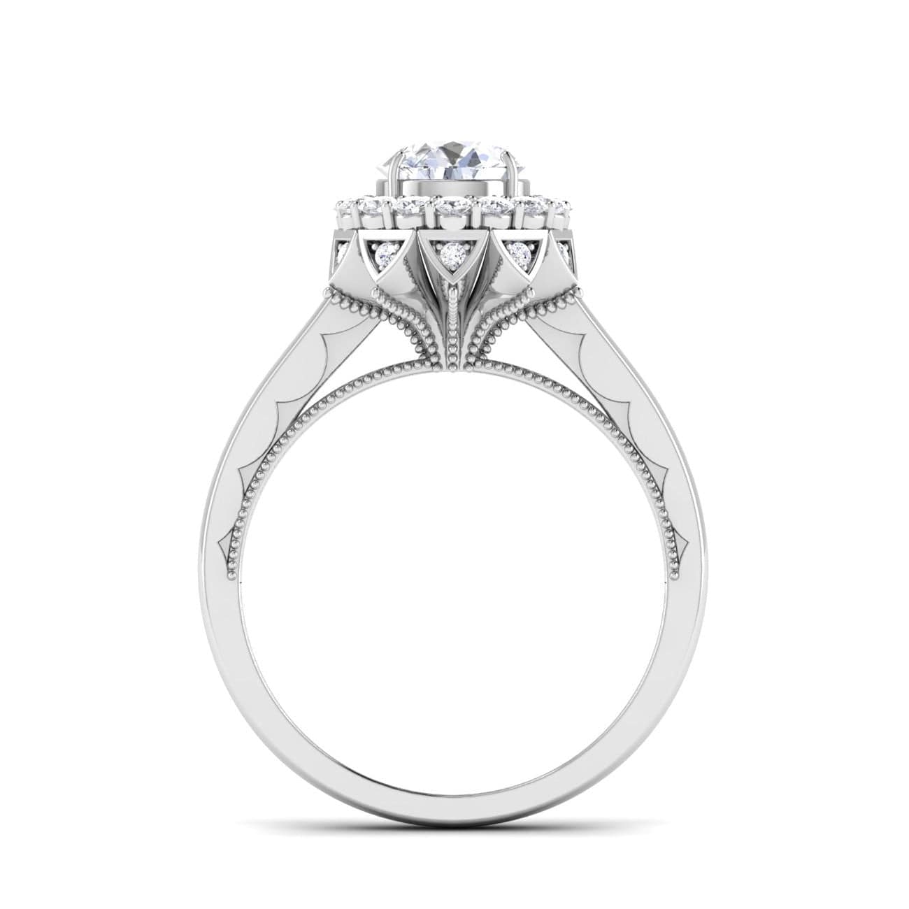 Jewelove™ Rings J VS / Women's Band only 0.30cts. Solitaire Designer Platinum Double Halo Diamond Engagement Ring JL PT 6603-A