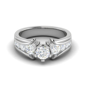 Jewelove™ Rings VS J / Women's Band only 0.30cts Solitaire Diamond Shank Platinum Ring JL PT RECS1148