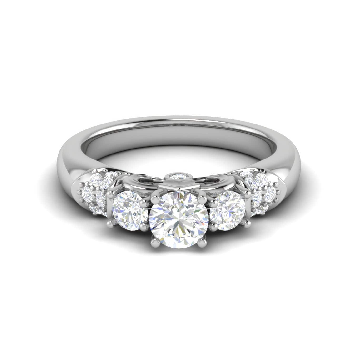 Jewelove™ Rings J VS / Women's Band only 0.30cts Solitaire Diamond Shank Platinum Ring JL PT RV RD 166