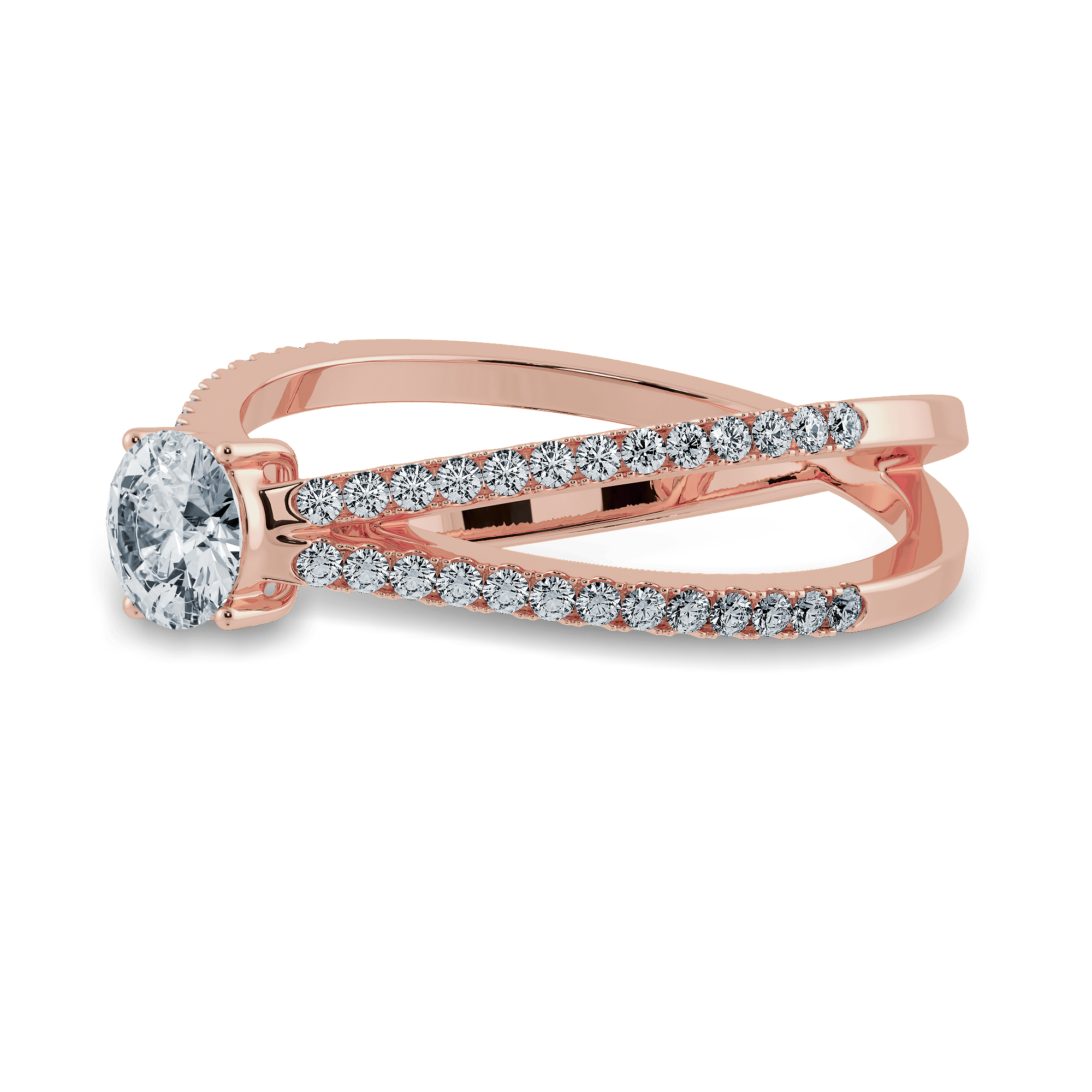 Jewelove™ Rings Women's Band only / VS J 0.30cts. Solitaire Diamond Split Shank 18K Rose Gold Ring JL AU 1169R