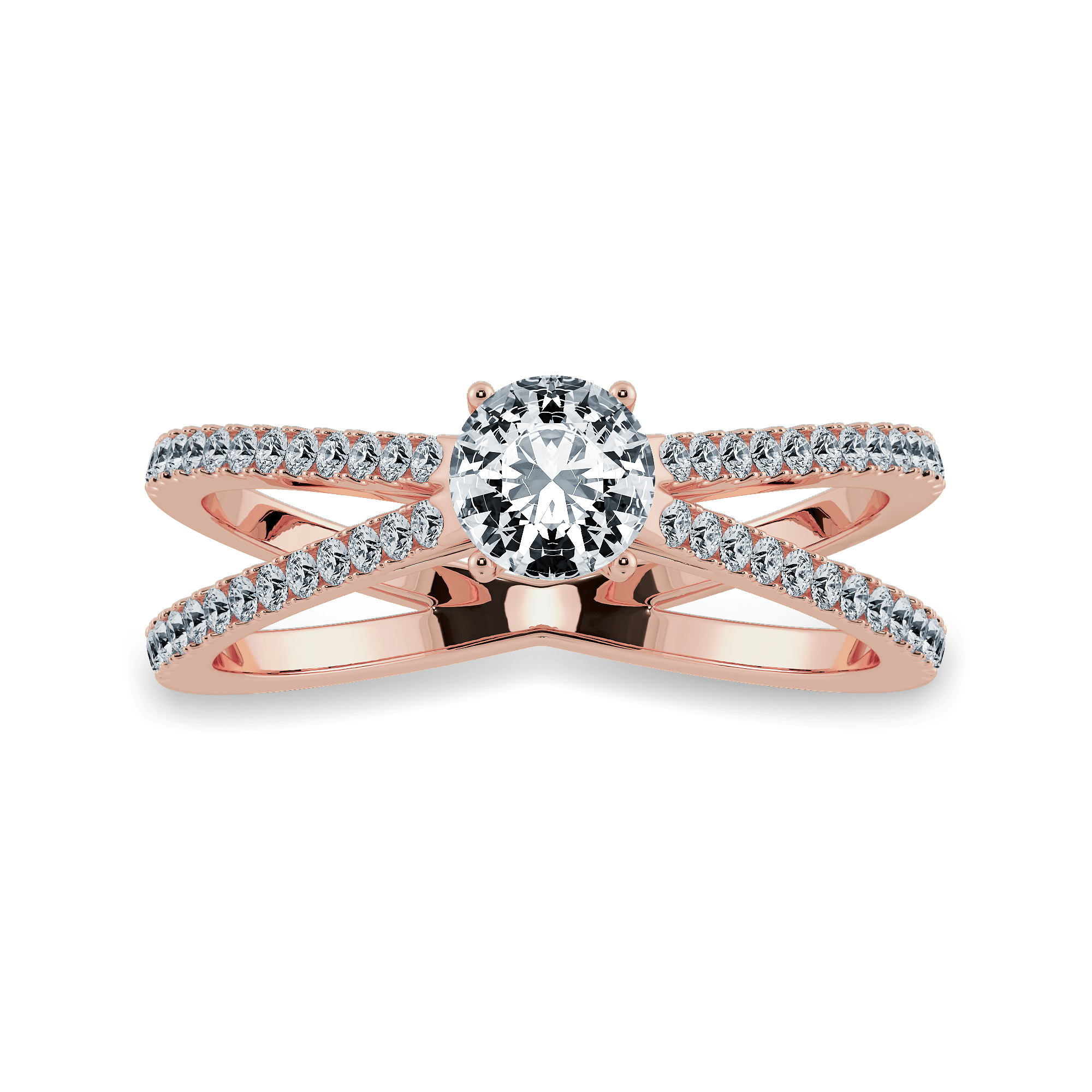 Jewelove™ Rings Women's Band only / VS J 0.30cts. Solitaire Diamond Split Shank 18K Rose Gold Ring JL AU 1169R