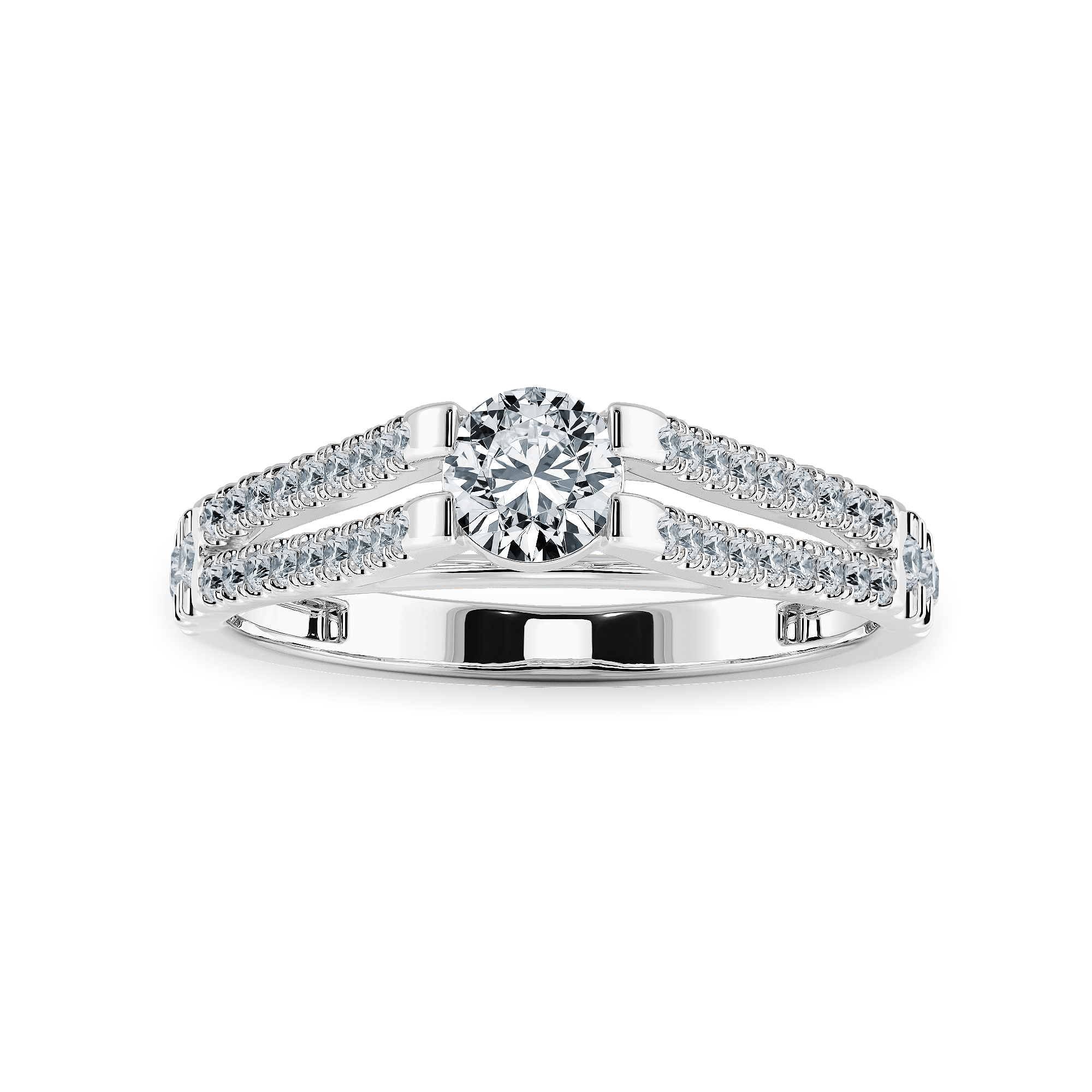 Jewelove™ Rings J VS / Women's Band only 0.30cts Solitaire Diamond Split Shank Platinum Ring JL PT 1177