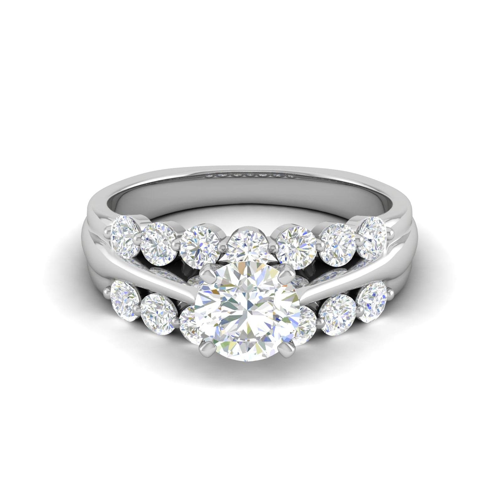 Jewelove™ Rings J VS / Women's Band only 0.30cts Solitaire Diamond Split Shank Platinum Ring JL PT WB5665E