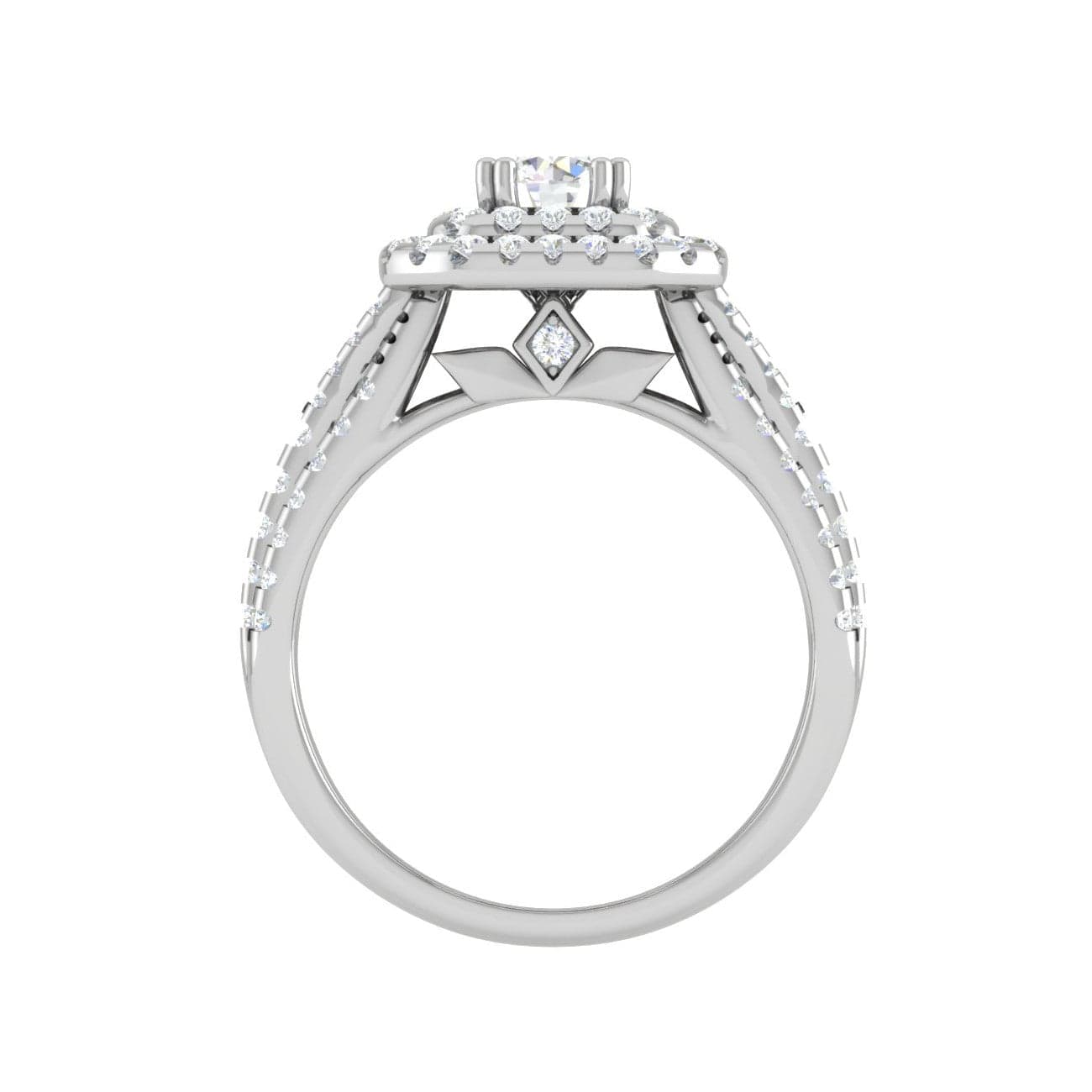 Jewelove™ Rings J VS / Women's Band only 0.30cts Solitaire Double Halo Diamond Split Shank Platinum Ring JL PT JRW1564MM