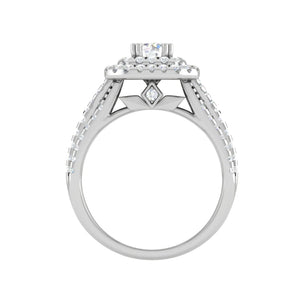 Jewelove™ Rings J VS / Women's Band only 0.30cts Solitaire Double Halo Diamond Split Shank Platinum Ring JL PT JRW1564MM