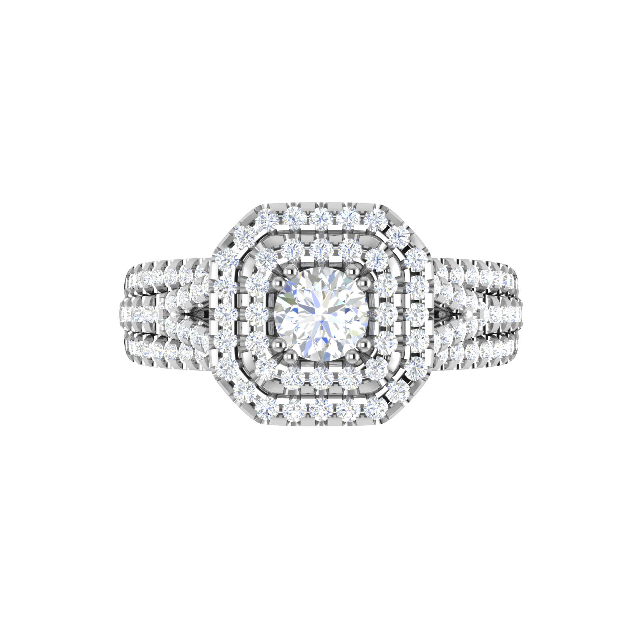 Jewelove™ Rings J VS / Women's Band only 0.30cts Solitaire Double Halo Diamond Split Shank Platinum Ring JL PT JRW1564MM