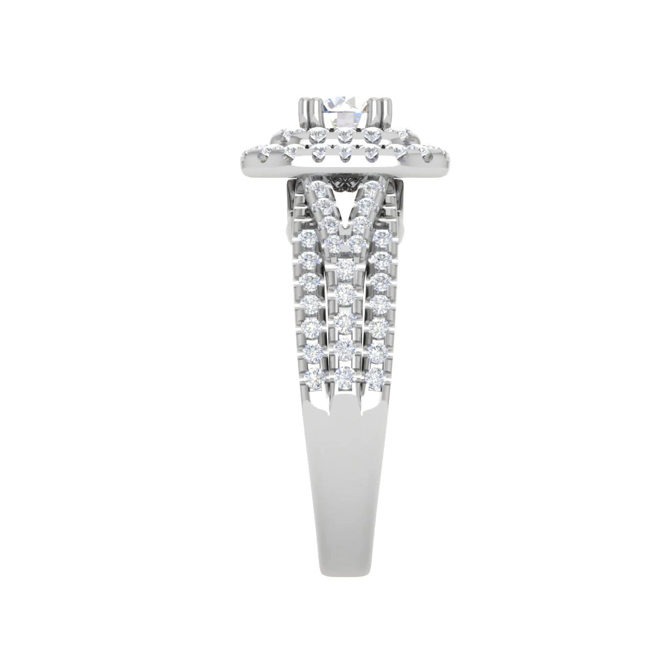 Jewelove™ Rings J VS / Women's Band only 0.30cts Solitaire Double Halo Diamond Split Shank Platinum Ring JL PT JRW1564MM