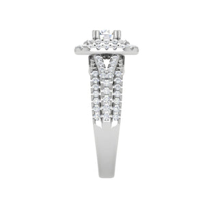 Jewelove™ Rings J VS / Women's Band only 0.30cts Solitaire Double Halo Diamond Split Shank Platinum Ring JL PT JRW1564MM