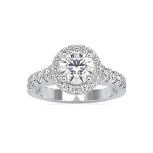 Jewelove™ Rings Women's Band only / VS J 0.30cts Solitaire Halo Diamond Shank Platinum Engagement Ring JL PT 0106-A