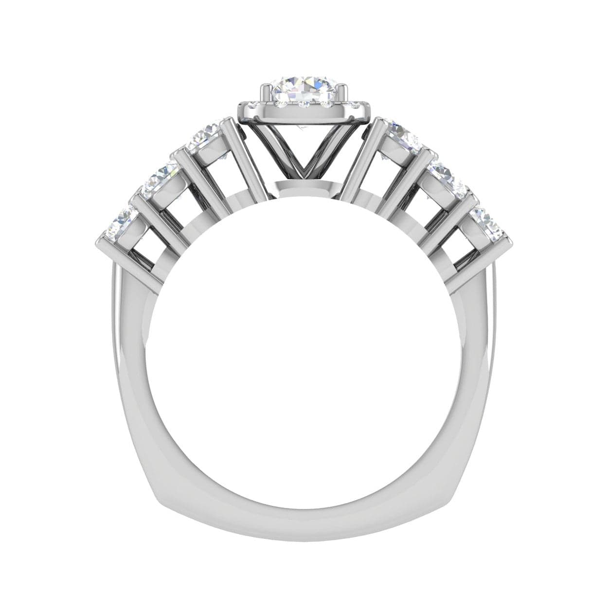 Jewelove™ Rings J VS / Women's Band only 0.30cts Solitaire Halo Diamond Split Shank Platinum Ring JL PT 51776