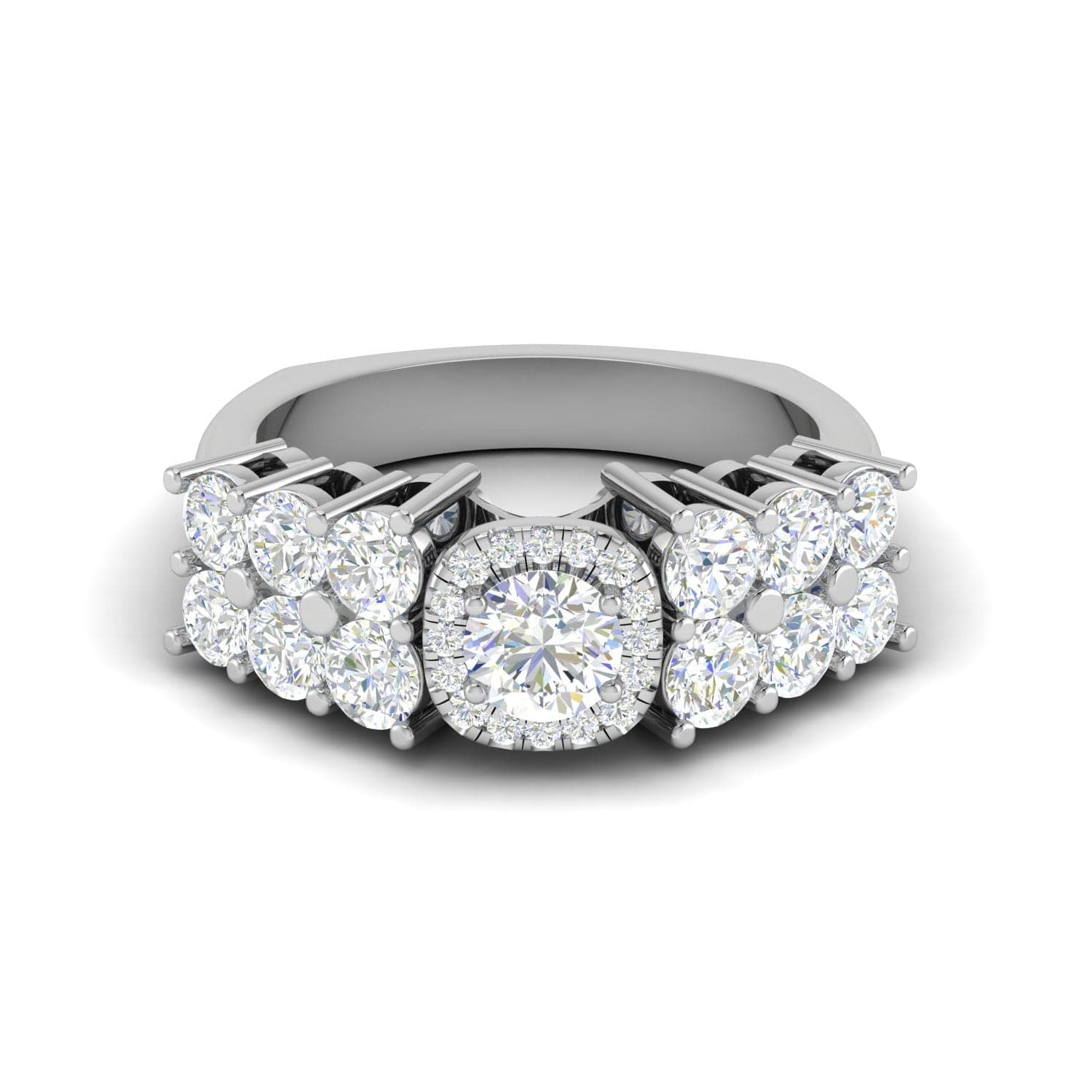 Jewelove™ Rings J VS / Women's Band only 0.30cts Solitaire Halo Diamond Split Shank Platinum Ring JL PT 51776