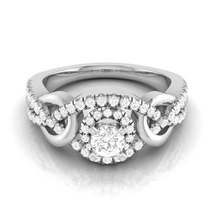 Jewelove™ Rings J VS / Women's Band only 0.30cts Solitaire Halo Diamond Twisted Shank Platinum Engagement Ring JL PT R-76 - A