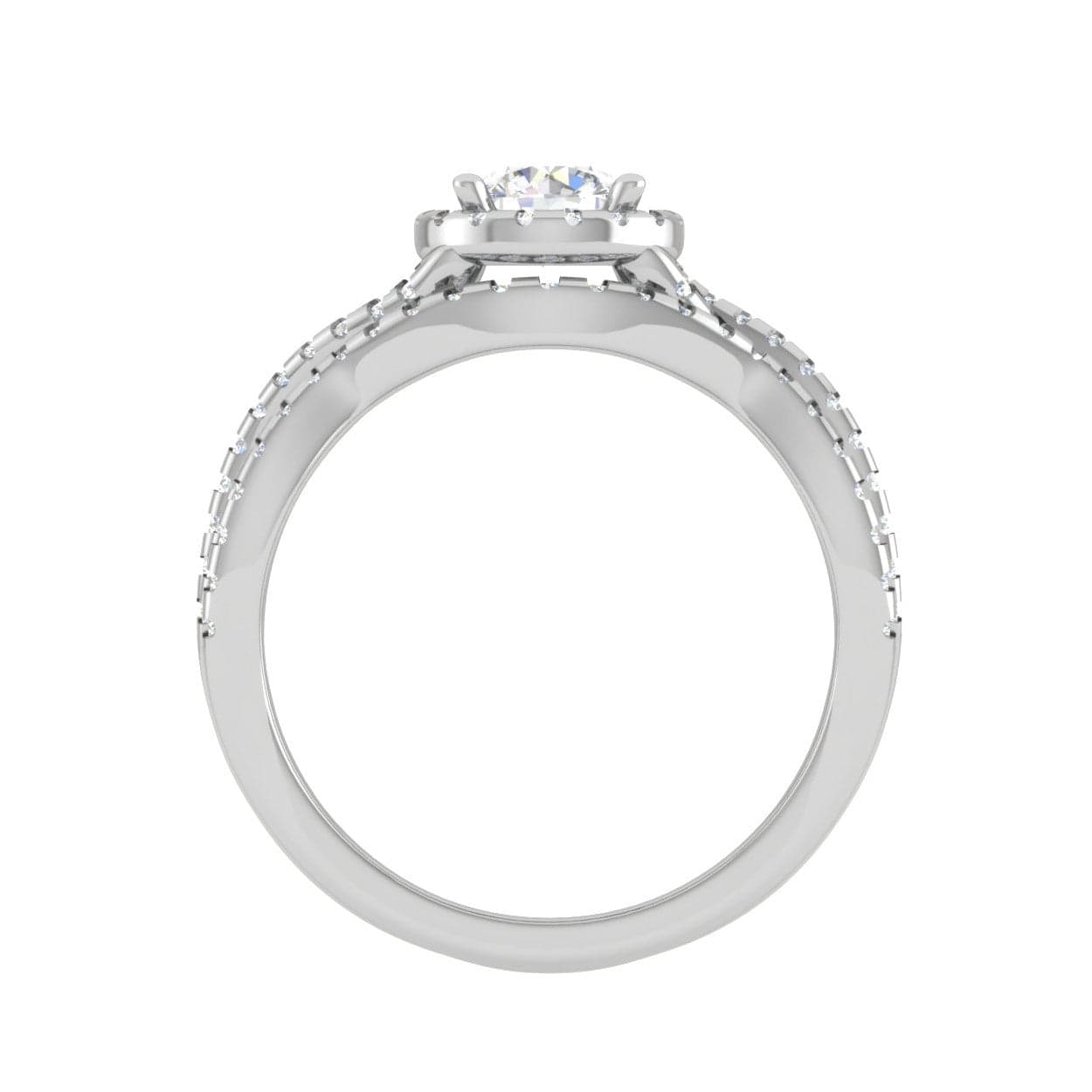 Jewelove™ Rings J VS / Women's Band only 0.30cts Solitaire Halo Diamond Twister Shank Platinum Ring JL PT RH RD 301