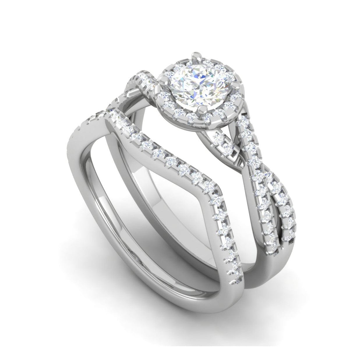 Jewelove™ Rings J VS / Women's Band only 0.30cts Solitaire Halo Diamond Twister Shank Platinum Ring JL PT RH RD 301