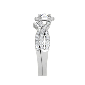 Jewelove™ Rings J VS / Women's Band only 0.30cts Solitaire Halo Diamond Twister Shank Platinum Ring JL PT RH RD 301