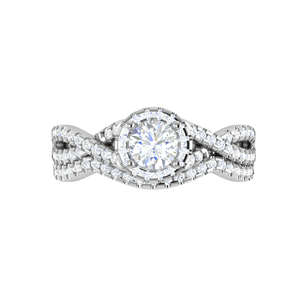 Jewelove™ Rings J VS / Women's Band only 0.30cts Solitaire Halo Diamond Twister Shank Platinum Ring JL PT RH RD 301