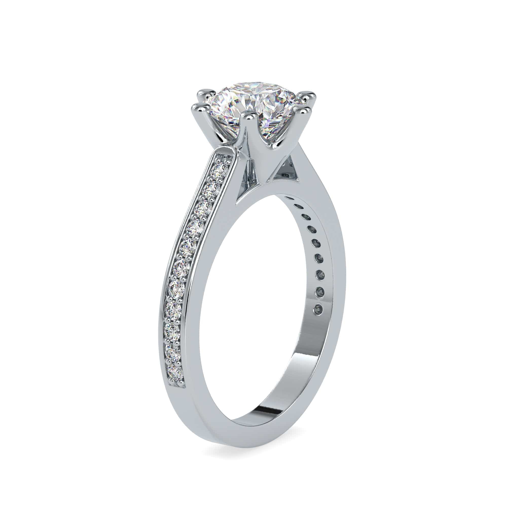 Jewelove™ Rings VS J / Women's Band only 0.30cts. Solitaire Platinum Diamond Shank Engagement Ring JL PT 0023-A