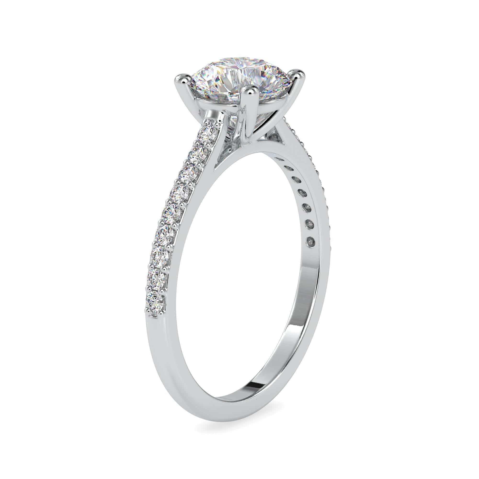 Jewelove™ Rings VS J / Women's Band only 0.30cts. Solitaire Platinum Diamond Shank Engagement Ring JL PT 0024-A