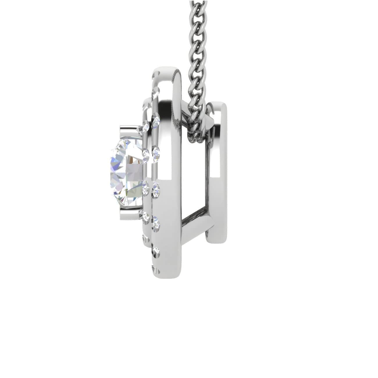 Jewelove™ Pendants 0.30cts Solitaire Platinum Double Halo Diamond Pendant for Women JL PT P PF RD 106