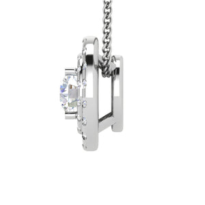 Jewelove™ Pendants 0.30cts Solitaire Platinum Double Halo Diamond Pendant for Women JL PT P PF RD 106