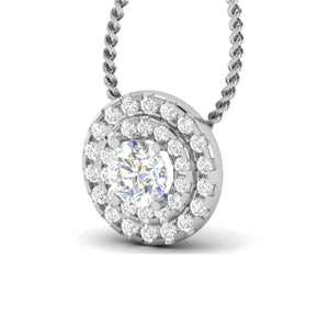 Jewelove™ Pendants 0.30cts Solitaire Platinum Double Halo Diamond Pendant for Women JL PT P PF RD 106