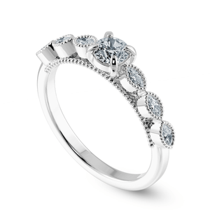 Jewelove™ Rings J VS / Women's Band only 0.30cts Solitaire Platinum Ring with Marquise Cut Diamond Accents JL PT 2011