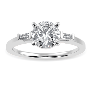 Jewelove™ Rings J VS / Women's Band only 0.30cts Solitaire with Baguette Diamond Accents Platinum Ring JL PT 1209