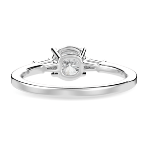 Jewelove™ Rings J VS / Women's Band only 0.30cts Solitaire with Baguette Diamond Accents Platinum Ring JL PT 1209