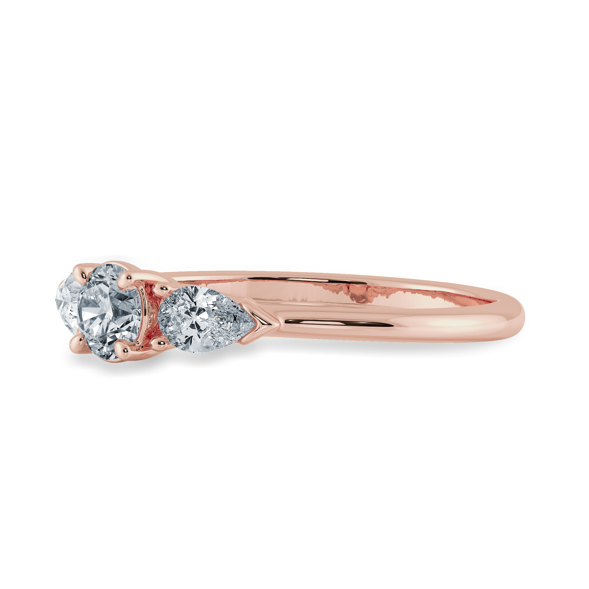 Jewelove™ Rings Women's Band only / VS J 0.30cts. Solitaire with Pear Cut Diamond Accents 18K Rose Gold Ring JL AU 2020R