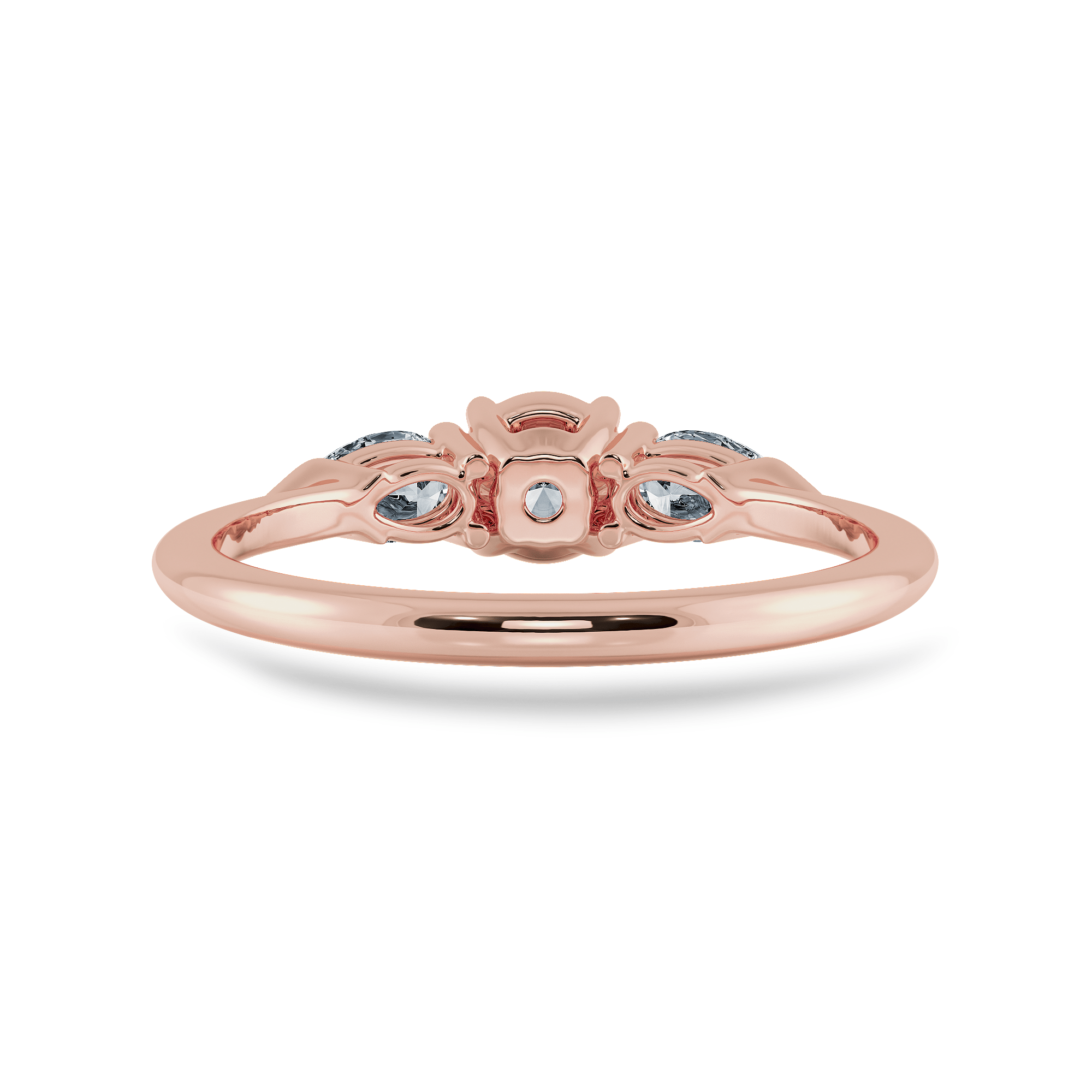 Jewelove™ Rings Women's Band only / VS J 0.30cts. Solitaire with Pear Cut Diamond Accents 18K Rose Gold Ring JL AU 2020R