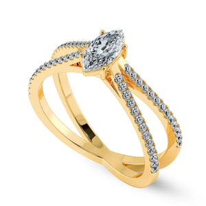 Jewelove™ Rings Women's Band only / VS I 0.30ts. Marquise Cut Solitaire Diamond Split Shank 18K Yellow Gold Ring JL AU 1176Y