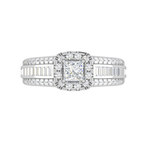 Jewelove™ Rings J VS / Women's Band only 0.40 cts Princess Cut Solitaire Halo Diamond Split Shank Platinum Ring JL PT RH RD WB5998E