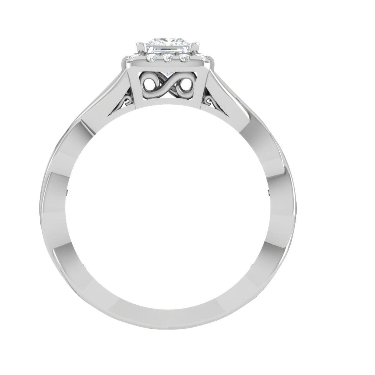 Jewelove™ Rings VS I / Women's Band only 0.40cts Princess Cut Solitaire Square Halo Diamond Twisted Shank Platinum Ring for Women JL PT RV PR 149