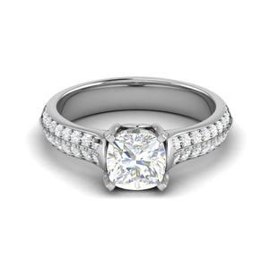 Jewelove™ Rings VVS G / Women's Band only 0.50 cts. Cushion Solitaire Diamond Split Shank Platinum Ring JL PT RP CU 103