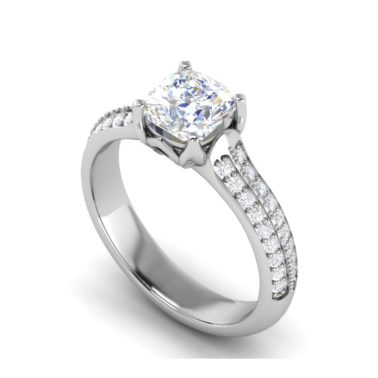 Jewelove™ Rings VVS G / Women's Band only 0.50 cts. Cushion Solitaire Diamond Split Shank Platinum Ring JL PT RP CU 103