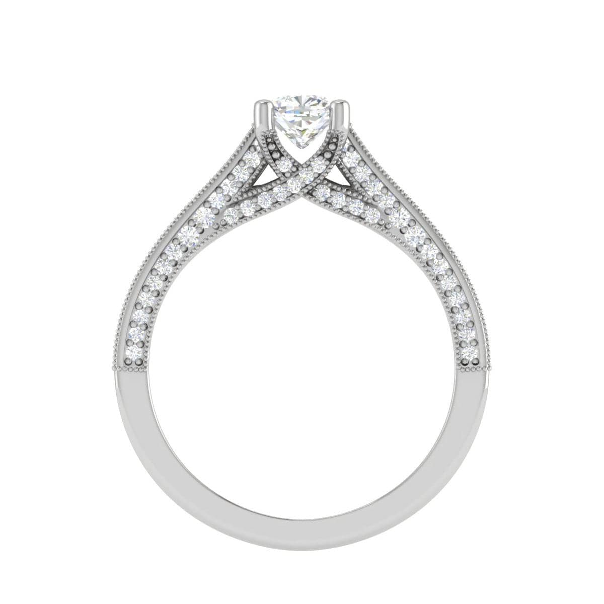 Jewelove™ Rings VVS G / Women's Band only 0.50 cts. Cushion Solitaire Diamond Split Shank Platinum Ring JL PT RP CU 190