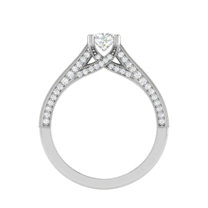 Jewelove™ Rings VVS G / Women's Band only 0.50 cts. Cushion Solitaire Diamond Split Shank Platinum Ring JL PT RP CU 190