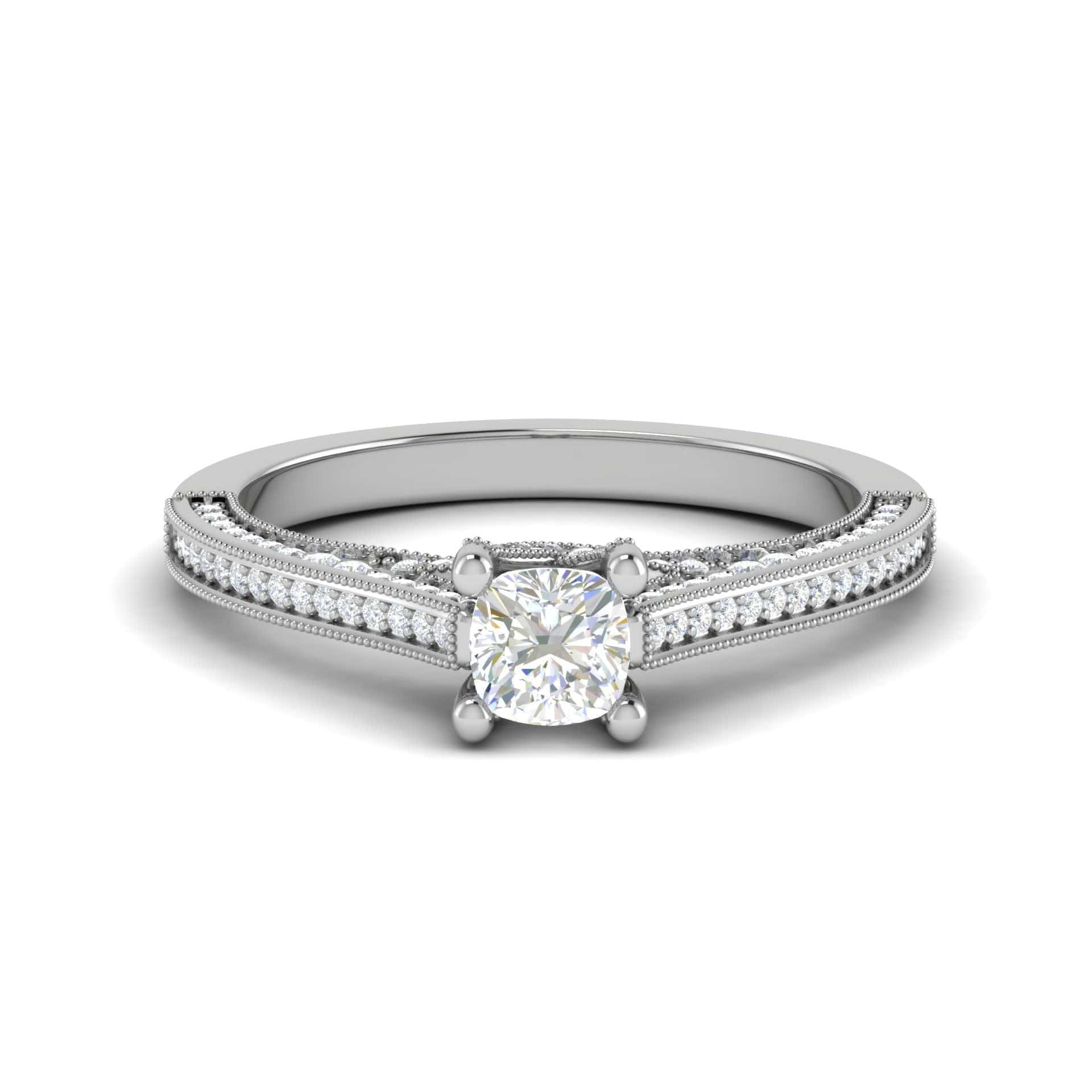 Jewelove™ Rings VVS G / Women's Band only 0.50 cts. Cushion Solitaire Diamond Split Shank Platinum Ring JL PT RP CU 190