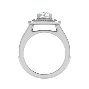 Jewelove™ Rings VVS G / Women's Band only 0.50 cts. Cushion Solitaire Double Halo Diamond Shank Platinum Ring JL PT RH CU 147