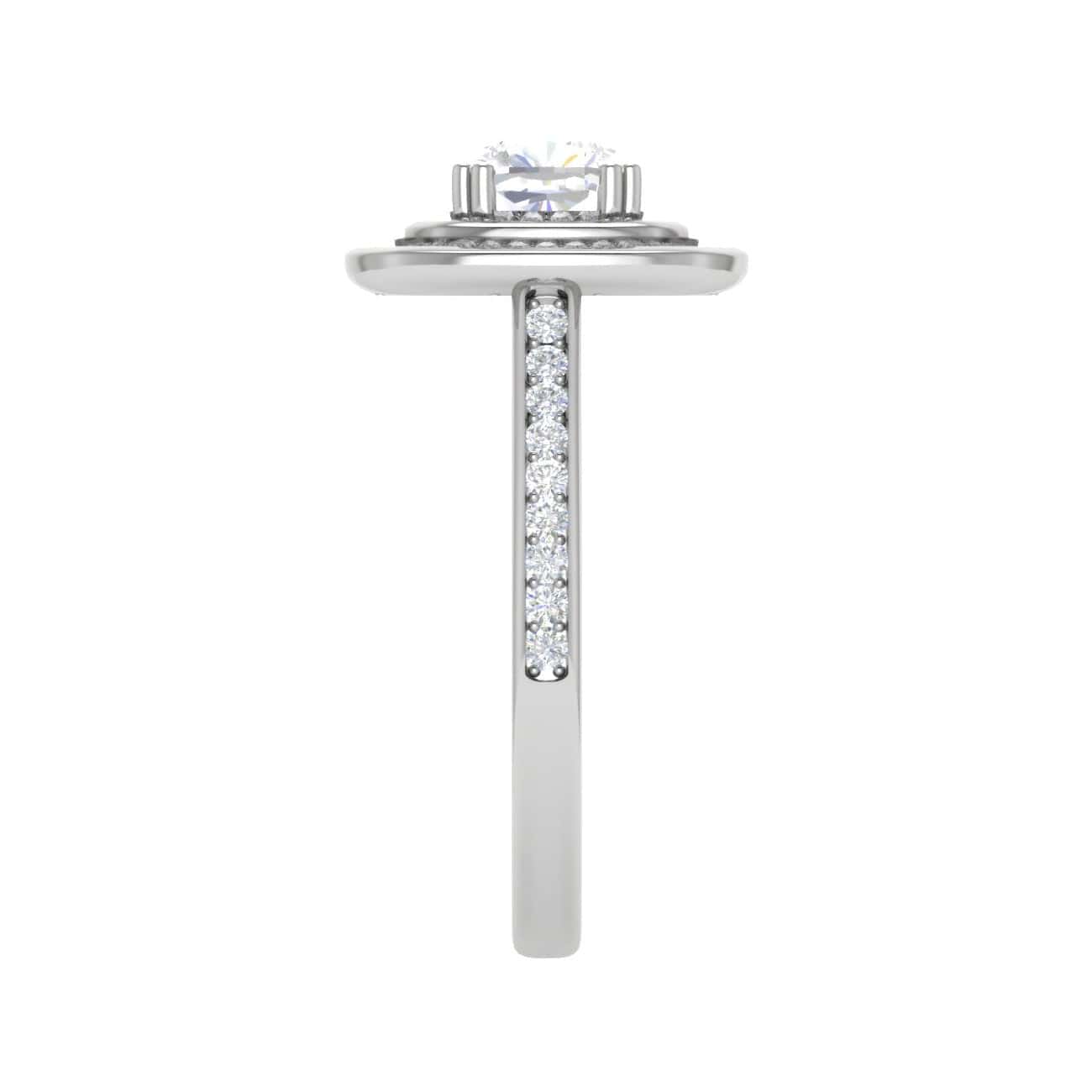 Jewelove™ Rings VVS G / Women's Band only 0.50 cts. Cushion Solitaire Double Halo Diamond Shank Platinum Ring JL PT RH CU 147