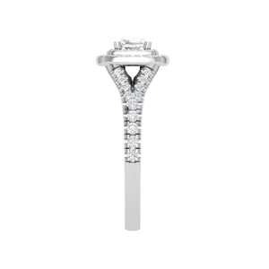 Jewelove™ Rings VVS G / Women's Band only 0.50 cts. Cushion Solitaire Double Halo Split Shank Platinum Ring JL PT RH CU 179