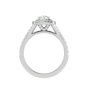 Jewelove™ Rings VVS G / Women's Band only 0.50 cts. Cushion Solitaire Double Halo Split Shank Platinum Ring JL PT RH CU 179